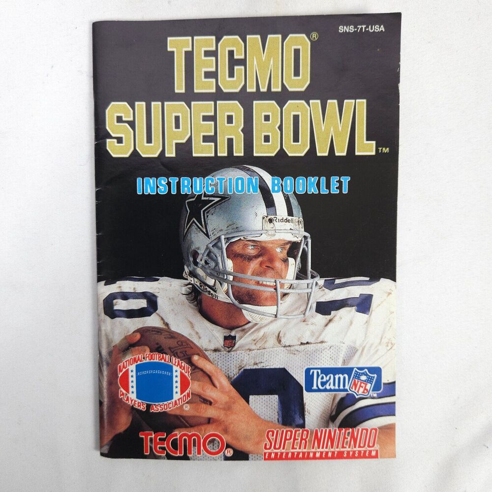 Tecmo Super Bowl SNES Super Nintendo Instruction Manual Booklet + QR‎ Card ONLY